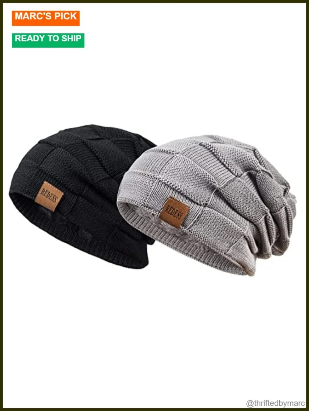 Slouchy Beanie Hat Knit Thick Skull Cap Winter Warm for Men Women